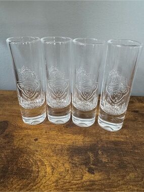 Tequila Corralejo Embossed Shot Glasses Set Of 4 Clear 2 Oz Barware Mexico